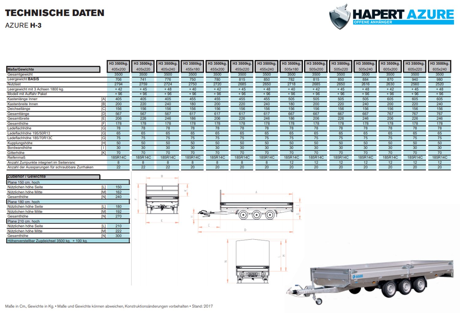 Hapert Azure H-3 – 3500 – 6050 x 2400 3-Achser – Parabelfederung 185R14C - Image 5